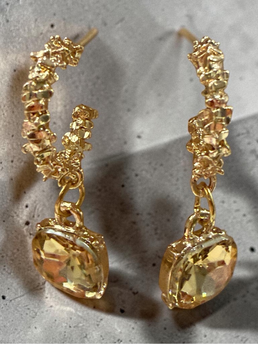 Gold Crystal Drop Hoop Earrings